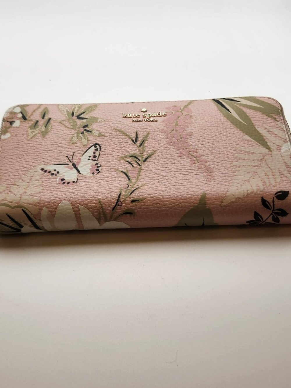 Kate Spade Briar Lane Botanical Neda zip around wallet leather VGUC